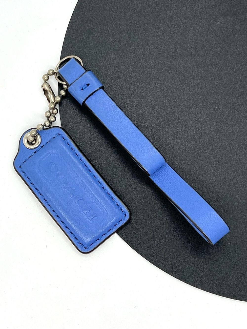 Coach Periwinkle Blue Leather Hangtag Strap Replacement Bag Charm Set